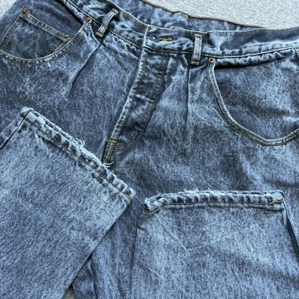 Vtg 80s Gap Jeans 32x30.5 Gray Relaxed Tapered Acid Wash Button Fly Denim Pants